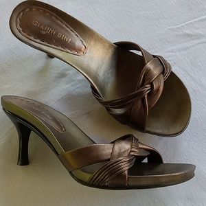 Gianni Bini Bronze leather slides
